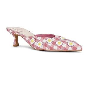 NWT For Love And Lemons X Dolce Vita Lilou Mule in Pink Chalk Gingham Mule